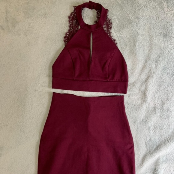 Burgundy two piece Lulus dress small - Picture 2 of 16